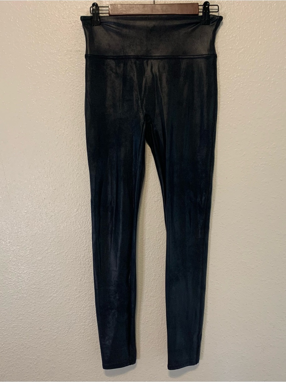SPANX Black Faux Leather Leggings Size L